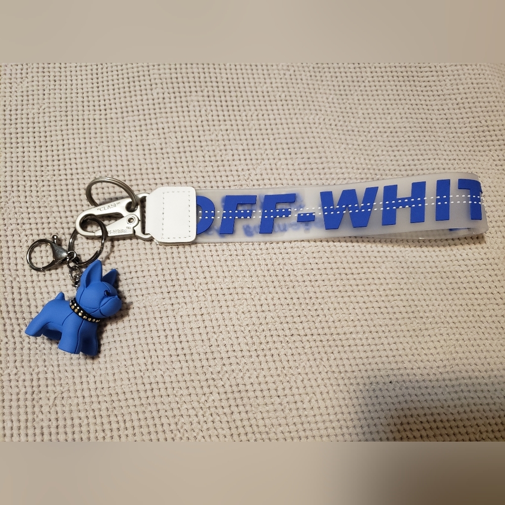 NWOT Off- White Industrial Lanyard Wristlet Keychain W/Puppy Unisex
